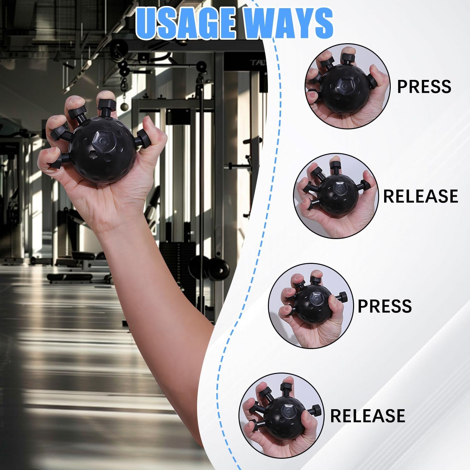 Gym Finger Hand Strengthener Grip Adjustable Resistance Hand Balls Gripper Exerciser for Forearm Strength Climbing Training